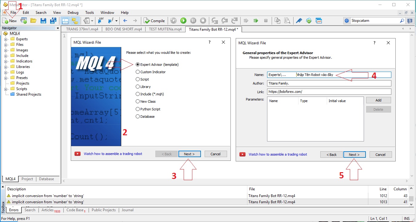 Bài Giới thiệu MetaEditor 4, công cụ viết Robot mt4